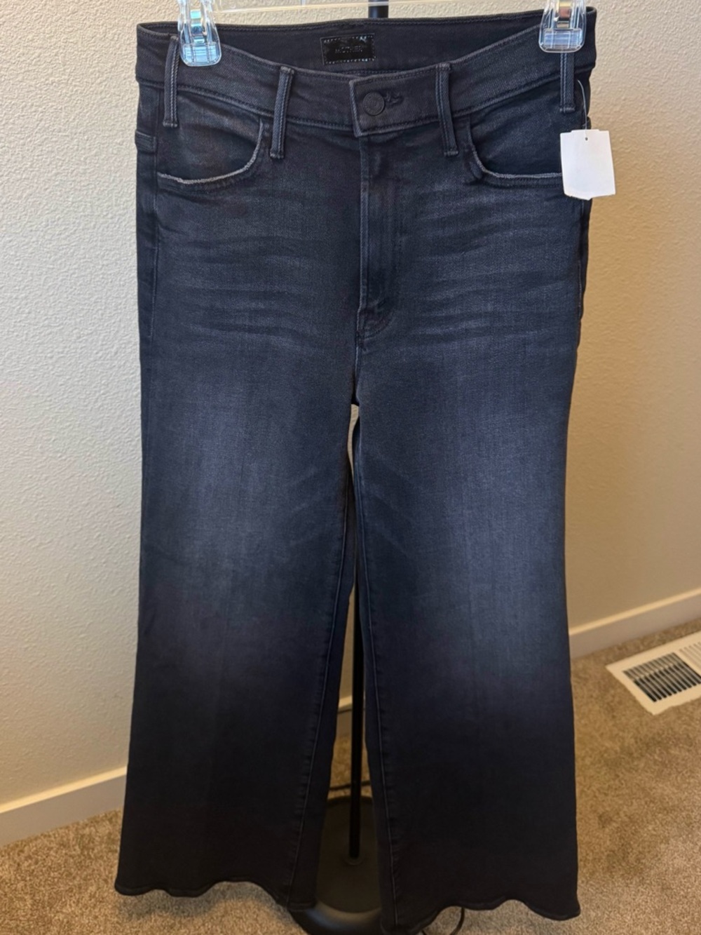MOTHER Women's Charcol Black Wide Leg Jeans